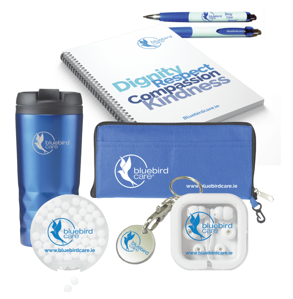 An example of Branded merchandise for Bluebird Care by iSupply Galway, Ireland. Branded merchandise Galway