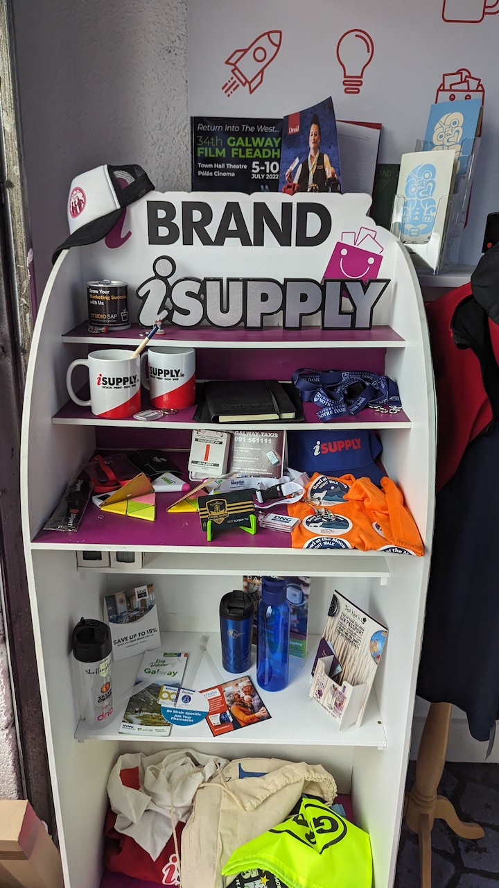 Branded merchandise including customised mugs, lanyards, hats, clothing keychains and more