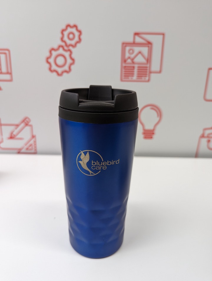 A custom branded coffee thermos Custom branded merchandise